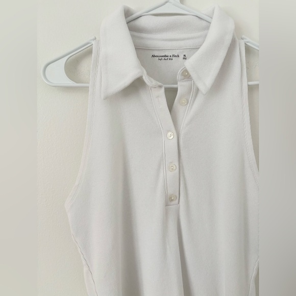 Abercrombie & Fitch White Soft Ribbed Collar Tank Top Bodysuit Size XL - Picture 5 of 7